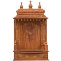 Wooden Engraved Pooja Mandir - Antique Oak Gopura Temple - 21 Inches